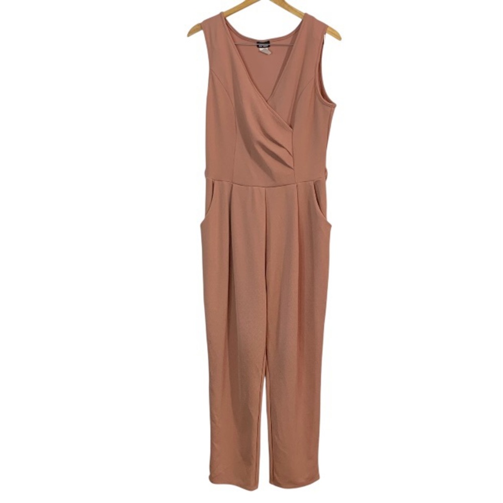 FASHION MAGAZINE Dusty Rose Sleeveless Wide-Leg V-Neck Jumpsuit Sz 3X